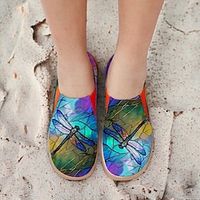 Women's Sneakers Flats Slip-Ons Print Shoes Slip-on Sneakers Daily Travel Painting Insect Flat Heel Vacation Casual Comfort Canvas Loafer Blue Lightinthebox