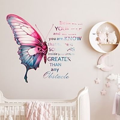 Wall Sticker Butterfly English Valentine's Day Home Bedroom Living Room Wall Decoration Waterproof Self-Adhesive Paper Wall Sticker Lightinthebox