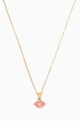 Enamel Eye Pendant with Diamond in 18kt Yellow Gold