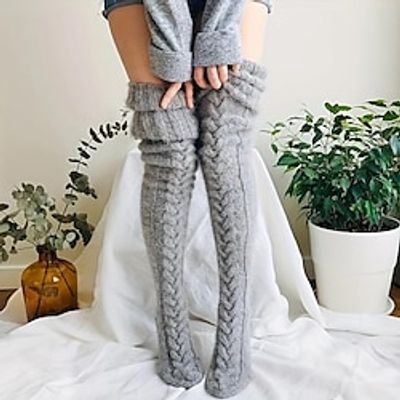 1 Pair Thigh High Thermal Fall Winter Keep Warm Soft Comfortable Socks, Over The Knee Thicken Knitted Preppy School Travel Outdoor Sport Leg Warmers miniinthebox