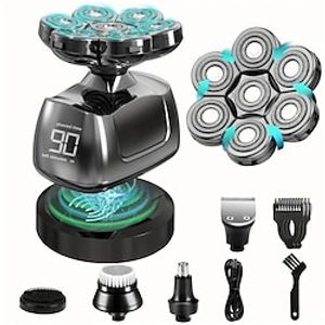 7D Head Shaver Electric Razor for Men 6 in 1 Grooming Head Shaver Trimmer Waterproof WetDry Shavers LED Display Cordless Razor Lightinthebox