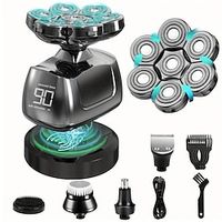 7D Head Shaver Electric Razor for Men 6 in 1 Grooming Head Shaver Trimmer Waterproof WetDry Shavers LED Display Cordless Razor Lightinthebox - thumbnail