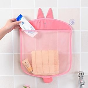 Baby Bathroom Mesh Bag Sucker Design For Children Bath Toys Kid Basket Cartoon Animal Shapes Cloth Sand Toys Storage Net Bag miniinthebox