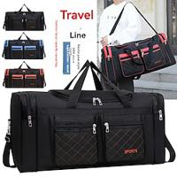 Men's Tote Duffle Bag Oxford Cloth Travel Zipper Large Capacity Foldable Solid Color Geometric Black Red Blue Lightinthebox