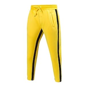 Men's Sweatpants Joggers Straight Leg Sweatpants Pocket Drawstring Elastic Waist Stripe Comfort Breathable Outdoor Daily Going out Fashion Casual Black Yellow Lightinthebox