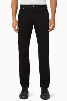 FF Embroidered Slim-fit Jeans in Cotton Denim FF Embroidered Slim-fit Jeans in Cotton Denim