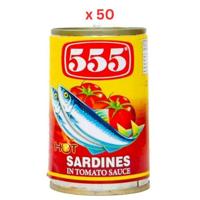 555 Sardines In Tomato Sauce With Chilli, 155 Gm Pack Of 50 (UAE Delivery Only)