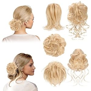 5 Pcs Messy Hair Bun Women Hairpiece Messy Curly Hair Bun Tousled Updo Elastic Rubber Band Extends Ponytail For Women Girls Lightinthebox