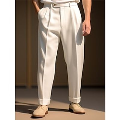 Men's Dress Pants Trousers Pleated Pants Suit Pants Button Pocket Straight Leg Plain Comfort Business Daily Holiday Fashion Chic Modern White miniinthebox Men's Dress Pants Trousers Pleated Pants Suit Pants Button Pocket Straight Leg Plain Comfort Business Daily Holiday Fashion Chic Modern White miniinthebox