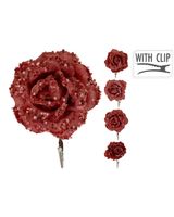 Homesmiths Christmas Flower Glitter On Clip Red Assorted 1 Piece