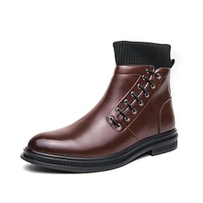 Men's Boots Sweater Boots Casual Daily PU Comfortable Zipper Black Brown Winter Lightinthebox