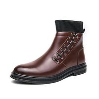 Men's Boots Sweater Boots Casual Daily PU Comfortable Zipper Black Brown Winter Lightinthebox - thumbnail