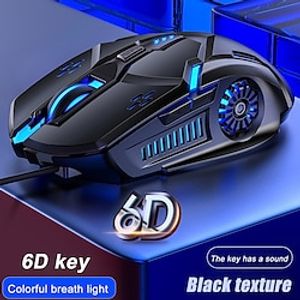 Gaming Mouse Low-noise 7 Color Backlight 6 Key Anti-slip Mechanical Mouse USB Wired Gaming Mouse for PC and Laptop Lightinthebox