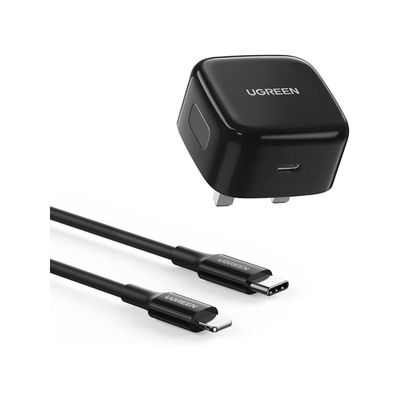 UGREEN 20W PD USB-C Fast Charger UK with C to Lightning MFI Cable 1m