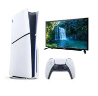 Sony PlayStation 5 Disc Slim Console 1TB International Edition & Sharp 32 Inch HD Digital LED TV, Bundle offer - PS5SHARPBND