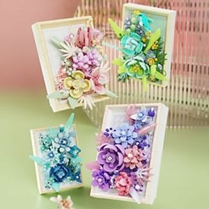 Creative 3D Rose Bundle Eternal Flower Frames Building Blocks DIY Desktop Decoration Puzzle Toys For Childre Girls Holiday Gifts Lightinthebox