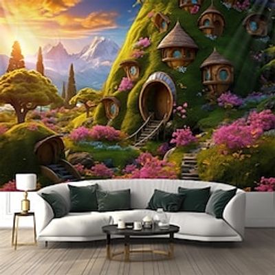Fantasy Tree Houses Hanging Tapestry Wall Art Large Tapestry Mural Decor Photograph Backdrop Blanket Curtain Home Bedroom Living Room Decoration Lightinthebox