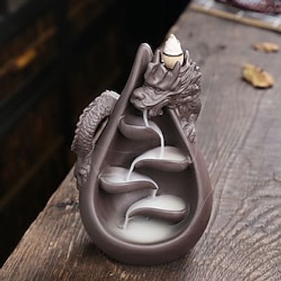 Dragon Backflow Incense Burner Waterfall Incense Holders with 20 Backflow Cones, Handmade Purple Sands Incense Cone Sticks Censer, Home Decor Decorations Statue Ornaments Gift Figurine Lightinthebox