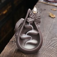 Dragon Backflow Incense Burner Waterfall Incense Holders with 20 Backflow Cones, Handmade Purple Sands Incense Cone Sticks Censer, Home Decor Decorations Statue Ornaments Gift Figurine Lightinthebox - thumbnail