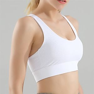 Women's Scoop Neck Sports Bra Medium Support Summer Cross Back Solid Color White Black Purple Green Nylon Yoga Fitness Gym Workout Bra Top Sleeveless Sport Activewear Quick Dry Breathable Comfortable Lightinthebox