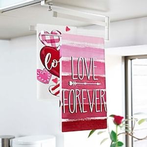 Valentine's Day Dish Towels 40x60 Kitchen Love Dish Towels, Hand Towel, Love Heart Pattern Romantic Soft Absorbent Decorative Dishcloth, Tea Towel For Holiday, Kitchen Supplies, Room Decor Lightinthebox