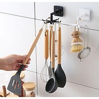 kitchen 6-claw hook rack wall-mounted punch-free strong traceless viscose hanging buckle 360-degree rotation six-claw storage Lightinthebox - thumbnail