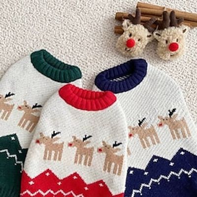 Christmas Kitty Cat Knitted Sweater AutumnWinter Teddy Bears VIP Cat Cat Pomeranian Schnauzer Small Dog Lightinthebox