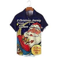 Christmas Santa Claus Hawaiian Shirts Aloha Shirt Print Graphic Shirt For Men's Adults' 3D Print 100% Polyester Party Lightinthebox - thumbnail