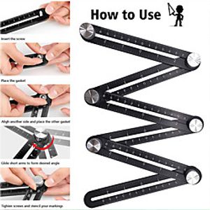 Multifunctional Special-shaped Brick Paving Tile Artifact 12 Folding Ruler Mason Paving Tool Aluminum Alloy Four Folding Rule miniinthebox