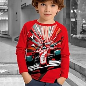 Boys 3D Car Raglan Sleeve Shirt Long Sleeve 3D Print Spring Fall Sports Fashion Streetwear Polyester Kids 3-12 Years Crew Neck Outdoor Casual Daily Regular Fit Lightinthebox