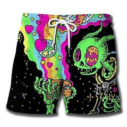 Neon Skull Men's Board Shorts Hawaiian Shorts Swim Trunks Drawstring with Mesh lining Elastic Waist Short Holiday Beach Streetwear Lightinthebox