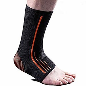 beister 1 pair ankle brace compression support sleeve for women and men, elastic sprain plantar fasciitis foot socks for injury recovery, joint pain, achilles tendon, heel spurs, black amp; orange, miniinthebox