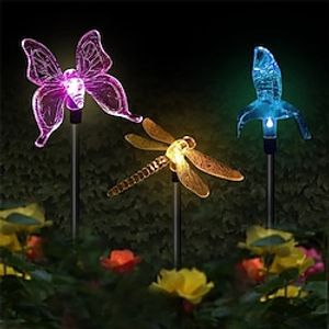 Outdoor Solar Garden Lights Multi-Color Changing Bird Butterfly Dragonfly Solar Powered Pathway Lights Outdoor Landscape Path Lawn Lamp miniinthebox