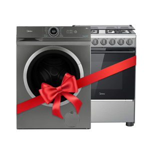 Midea 7KG Front Load Washing Machine MF100W70BTGCC | Midea 60x60cm Freestanding Cooker with 4 Burners BME62058FFD-D | Midea Exclusive Bundle