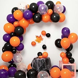 115pcs Halloween Balloon Set Black Orange Purple latex sequin balloon Set Halloween Party Balloon Arch miniinthebox