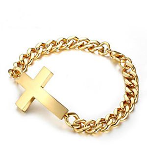 Men's Chain Bracelet Geometrical Sideways Cross Cross Fashion Stainless Steel Bracelet Jewelry Silver / Gold For Gift Daily miniinthebox