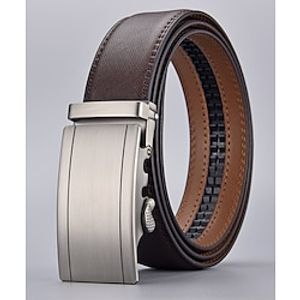 Men's Leather Belt Ratchet Belt Casual Belt Brown Coffee Cowhide Stylish Casual Gentleman Plain Daily Wear Going out Weekend miniinthebox