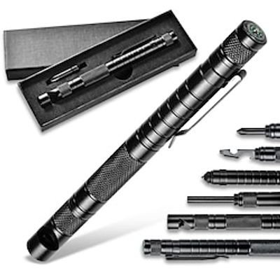 Tactical Pen Tool Tactical Ballpoint Pen Self-Defence Tools Whistle Steel Head Compass Pen for Women and Men as Gifts Lightinthebox