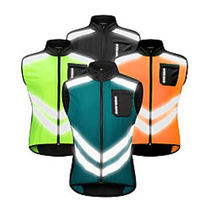 WOSAWE Men's Sleeveless Cycling Vest Summer Navy Black Orange Solid Color Bike Vest / Gilet Windbreaker Jersey Mountain Bike MTB Road Bike Cycling Windproof Reflective Strips Back Pocket Sports miniinthebox