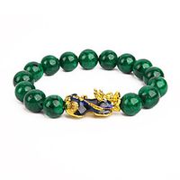 pi xiu bracelet feng shui green jade wealth bracelet for women men adjustable elastic  Lightinthebox - thumbnail