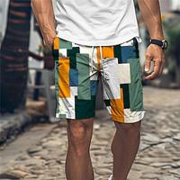 DopamineHoliday X Kris Lee Men's Grid Plaid Printed Board Shorts Drawstring with Mesh lining Hawaiian Shorts Lightinthebox