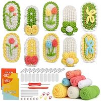 Crochet Kit for Beginners, Beginner Crochet Starter Kit with Step-by-Step Video Tutorials, Beginner Crochet Kit for Adults Kids, Knitting Kit for Beginners The Same Color Flower Hair Clip With Manual Crochet Material Lightinthebox - thumbnail