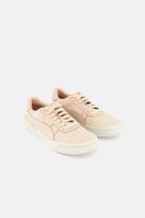 Womens Cali Emboss Lace Up Shoes  Cream/Tan - thumbnail