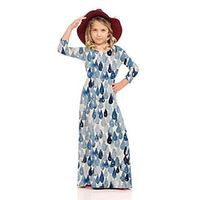 Kids Little Girls' Dress Graphic Shift Dress Daily Holiday Vacation Print Blue Maxi 3/4 Length Sleeve Casual Cute Sweet Dresses Fall Winter Regular Fit 2-8 Years miniinthebox - thumbnail