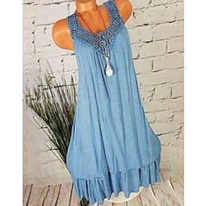 Women's A Line Dress Knee Length Dress Blue Short Sleeve Solid Color Ruched Summer U Neck Elegant Casual 2022 S M L XL XXL 3XL 4XL 5XL Lightinthebox