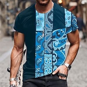 Men's Unisex T shirt Tee 3D Print Tribal Graphic Prints Crew Neck Street Daily Print Short Sleeve Tops Ethnic Style Casual Classic Big and Tall Blue  Summer Lightinthebox