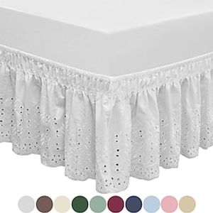 Home Wrap Around Elastic Eyelet Bed Skirts Drop Dust Ruffle Three Fabric Sides Easy On/Easy Off Adjustable Polyester Cotton miniinthebox