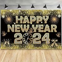 2024 Happy New Year Wall Art Canvas Happy New Year Decoration Prints and Posters Pictures Decorative Fabric Painting For Home Decoration No Frame Lightinthebox - thumbnail