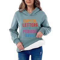 Women's Pullover Cotton Fashion Streetwear Classic Front Pocket Print Olive Green Black Red Graphic Letter Plain Street Casual Round Neck Long Sleeve Only tops Micro-elastic Fall  Winter Lightinthebox - thumbnail