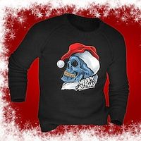 Skull Gothic Men's Print Knitting Ugly Christmas Sweater Pullover Sweater Jumper Knitwear Outdoor Daily Vacation Christmas Long Sleeve Crewneck Sweaters Black White Khaki Fall Winter S M L Sweaters Lightinthebox - thumbnail